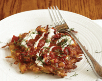 Corn and Potato pancakes with tomato relish