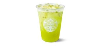 Kiwi Starfruit Starbucks Refresher in take-out cup