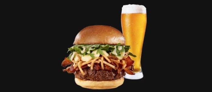 Burger and beer from The WORKS' redesigned menu