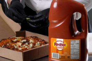 Frank’s RedHot Original Buffalo chicken pizza beauty shot-one-by-one