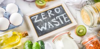 Zero waste blackboard around fruits and vegetables