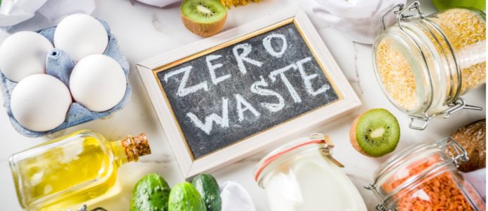 Zero waste blackboard around fruits and vegetables