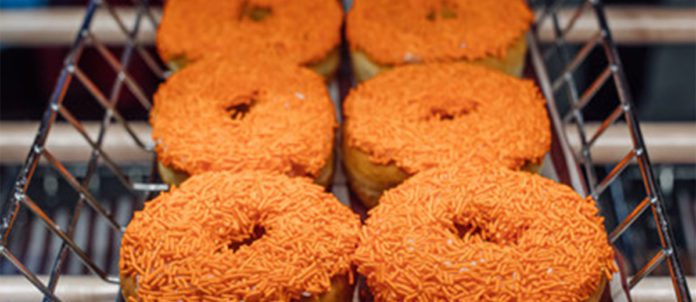Tim Hortons orange sprinkled doughnuts