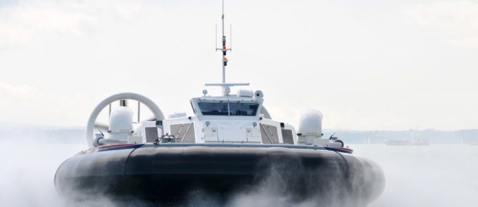 Hovercraft being driven on a lake