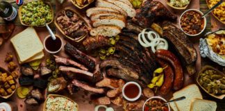 A variety of BBQ style meats on a table