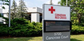 Canadian Red Cross sign in front of building
