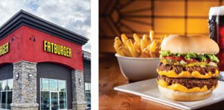 Fatburger photo of exterior of restaurant and image of a Fatburger hamburger combo meal