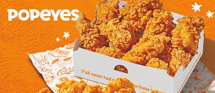 Popeyes chicken strips in a box