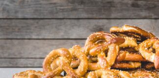 A stack of fresh pretzels