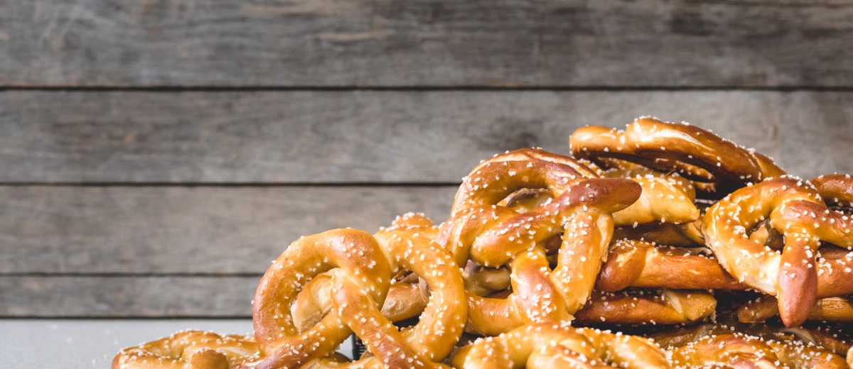 A stack of fresh pretzels
