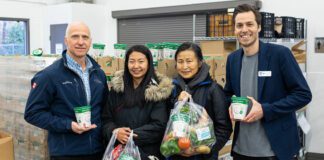 Lactalis Canada employees at a food bank