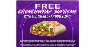 Taco Bell free Crunchwrap Supreme with the mobile app download
