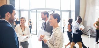 Group of business people chatting