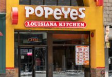 Popeyes restaurant on the bloor St in downtown Toronto.
