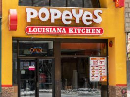 Popeyes restaurant on the bloor St in downtown Toronto.