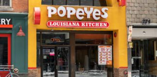 Popeyes restaurant on the bloor St in downtown Toronto.