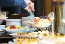 International buffet in the hotel