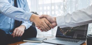 Two businessman Shaking Hands After Conversation