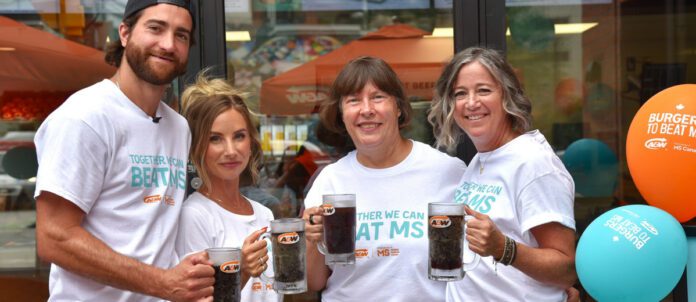 Toronto Maple Leafs defenceman, TJ Brodie and his wife Amber at A&W's BeatMS Day