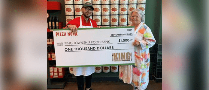 Local Pizza Nova Giving $1000 Check to King Township Food Bank