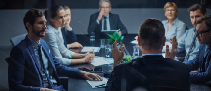 Corporate Meeting with Executives in Room