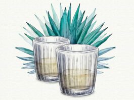 Illustration of two glasses with cocktail drinks