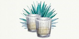 Illustration of two glasses with cocktail drinks
