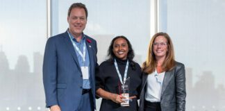 Photo of Robert Carter, Muna Mohammed, and Kim Cunningham at CAC Conference