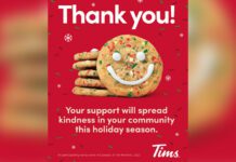 Tim Hortons Smile Cookie Press Release: "Thank You! Your support will spread kindness in your community this holiday season."