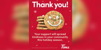 Tim Hortons Smile Cookie Press Release: "Thank You! Your support will spread kindness in your community this holiday season."