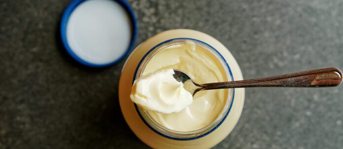 Spoon laying on top of mayonnaise jar