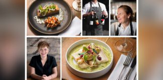 Collage of Andrea Carlson (Chef and Owner of Burdock & Co) and Angela Hartnett (Chef and Owner of Café Murano)