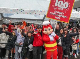 Jollibee celebrating brand finance award with customers