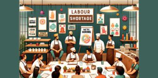 Illustration group of chefs sitting in a row talking at restaurant