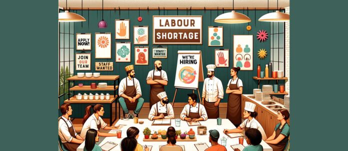 Illustration group of chefs sitting in a row talking at restaurant