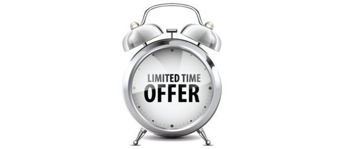 "Limted Time Offer" text inside of analog clock