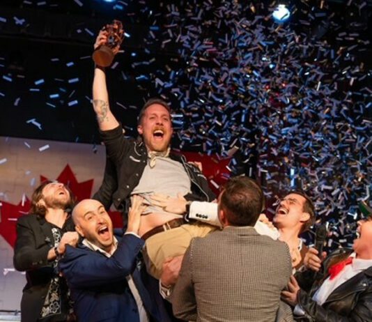 Keegan McGregor celebrating winning WORLD CLASS Canada Bartender of the Year competition