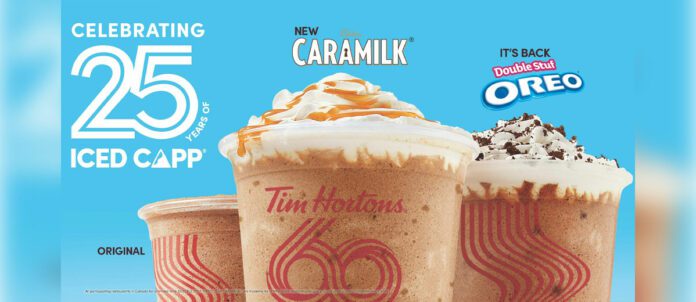 Tim Hortons 25th Anniversary Announcement for Oreo Double Stuf Iced Capp and new Caramilk Iced Capp