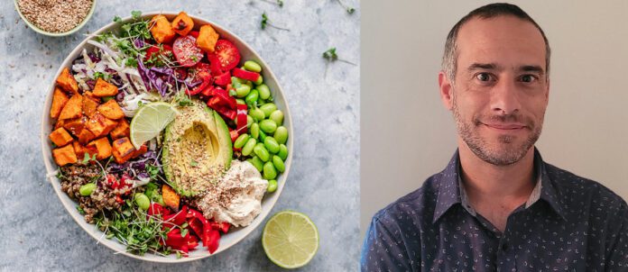 Davide Del Brocco & Plant-based Meal Photo of a vegan plant-based meal and David Del Brocco