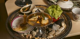 Experiential fine-dining entrees at restaurant Ficoa
