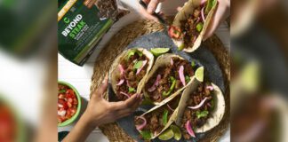 Taco wrap made using Beyond Steak plant-based substitute