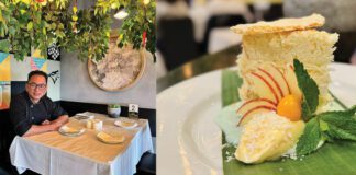 Chef Tri Tran and various meals on plates