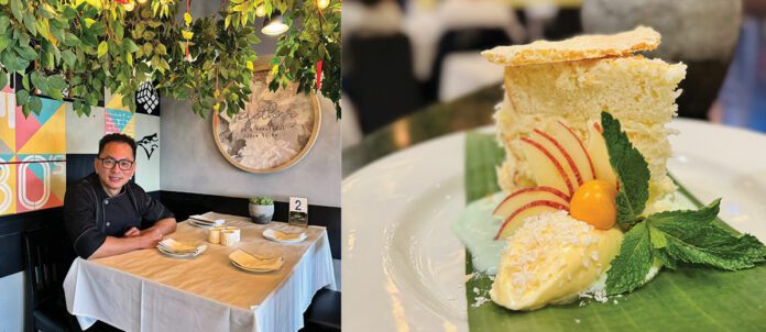 Chef Tri Tran and various meals on plates