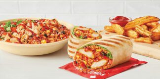 Tim Hortons wrap and power bowl on a table