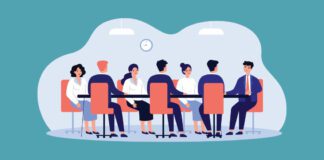 Illustration of a board of directors at a meeting