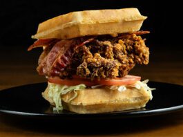 Crispy Chicken Waffle Club from Mighty Bird