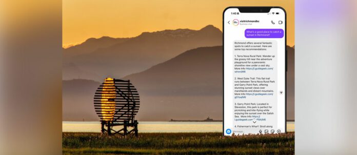 iPhone with messages from Tourism Richmond's AI travel assistant AskLuLu