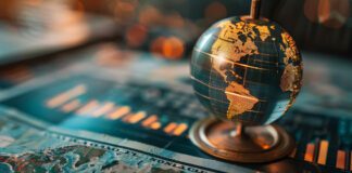 Globe standing on top of maps