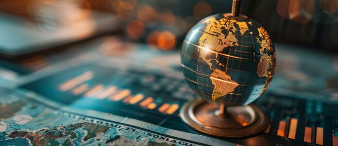 Globe standing on top of maps