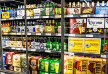 Beer section at Grocery Store
